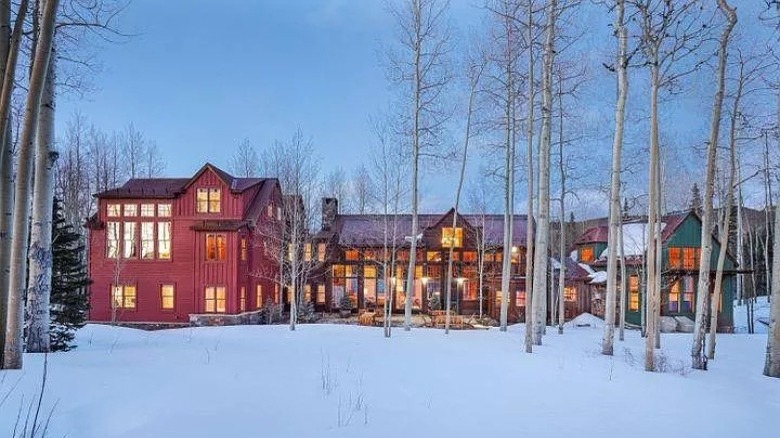 Colorado mansion exterior in winter