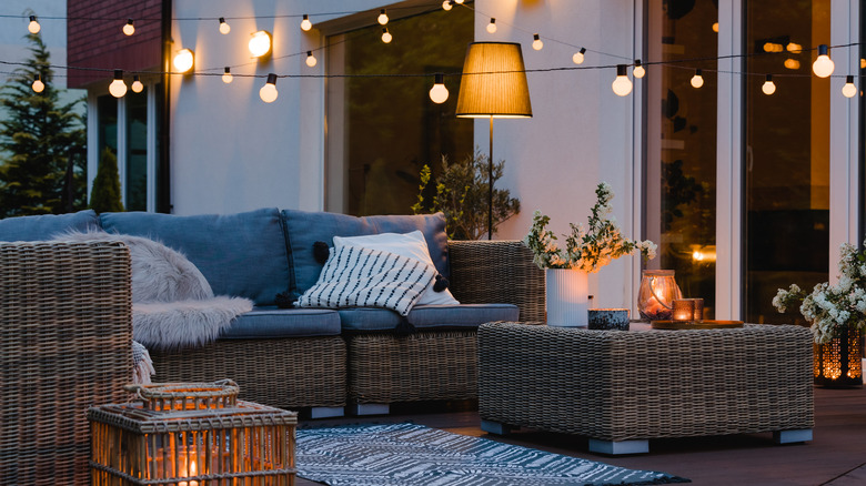 Patio with string lights