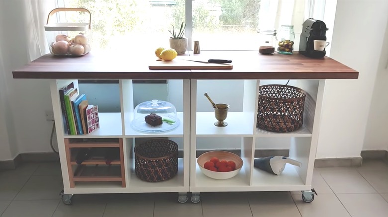 DIY kitchen island from bookshelf