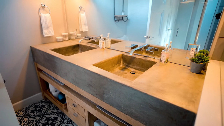 concrete counter bathroom