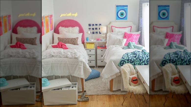 Dorm room with colorful décor