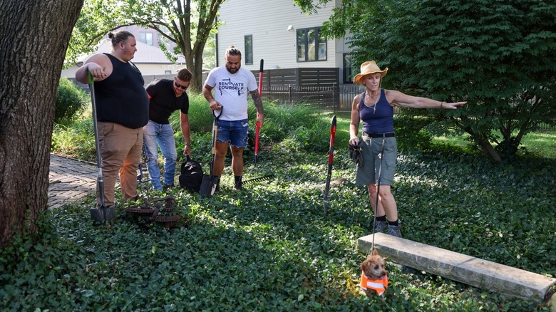 Karen E. Laine renovating yard