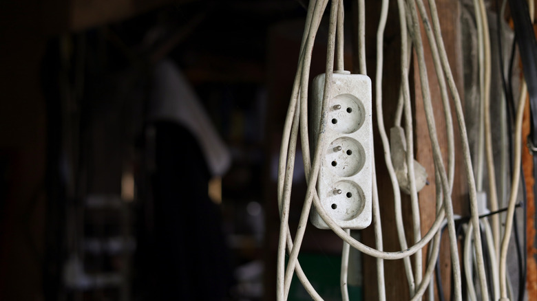 A hanging extension cord