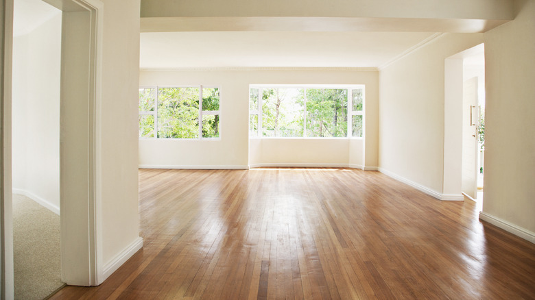 New shiny hardwood floors in an empty home