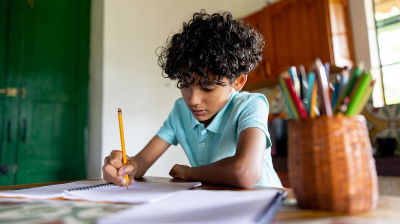 Boy studying at a desk