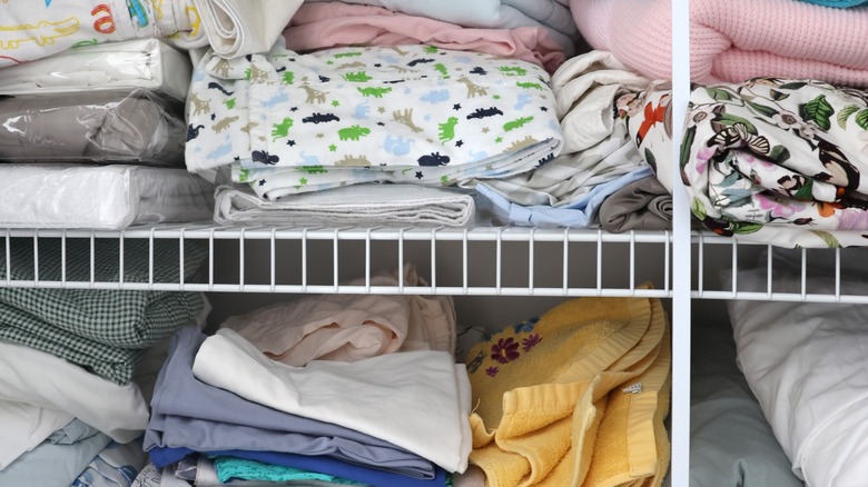 messy linen closet