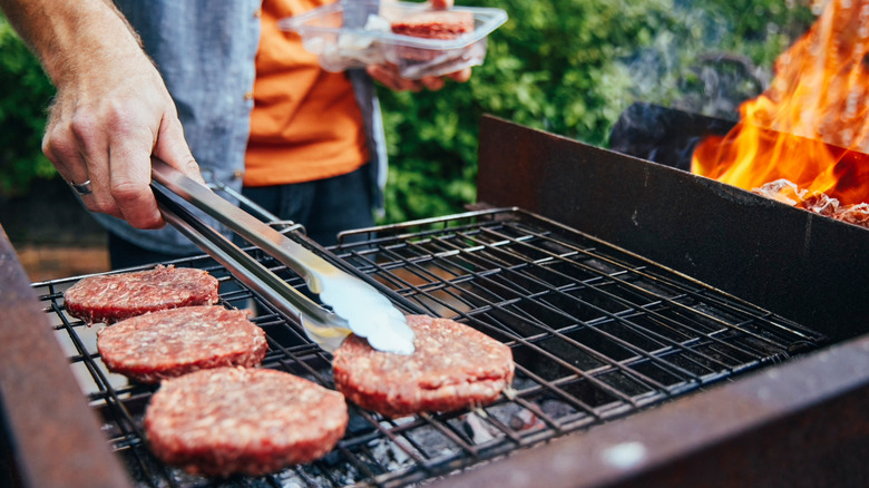 Burgers on a barbecue 