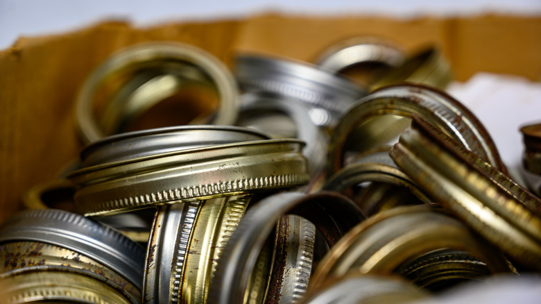 Pile of Mason jar lid rings