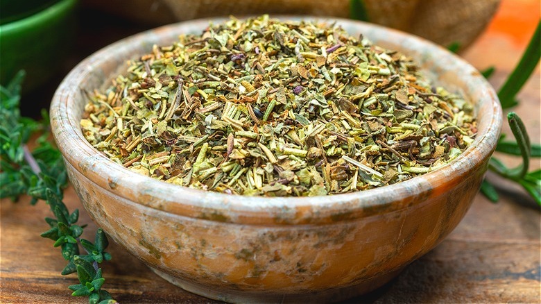 dried rosemary in a bowl