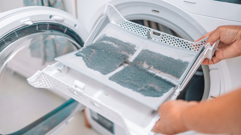 Dryer lint in machine