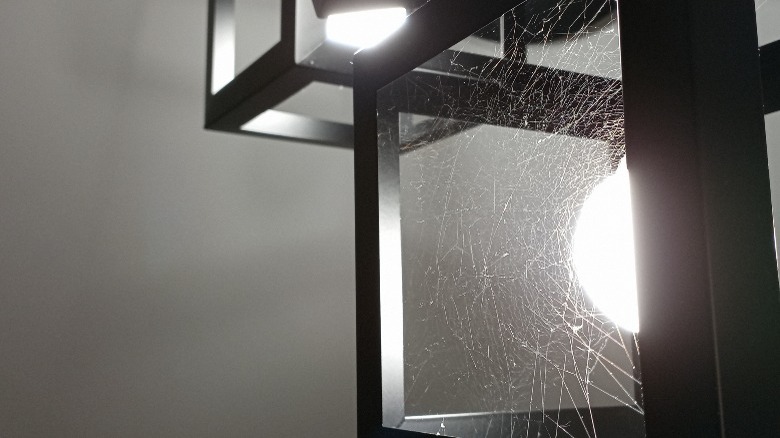 lamp with spider web