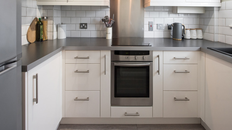 A stainless steel kitchen