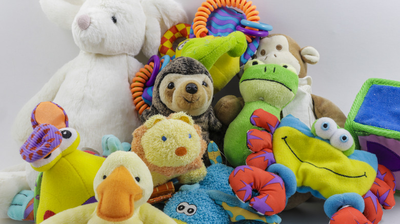 Pile of colorful stuffed animals