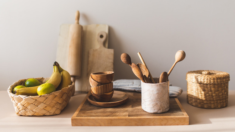 wooden utensils on countertop