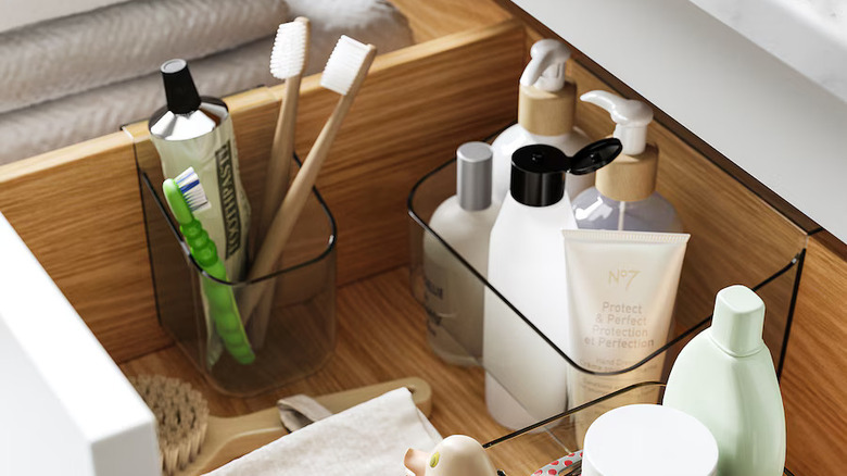 clear bathroom drawer organizers