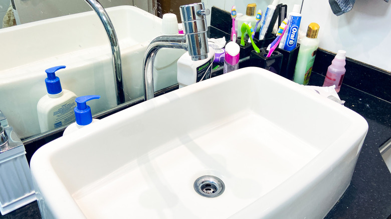 bathroom counter clutter