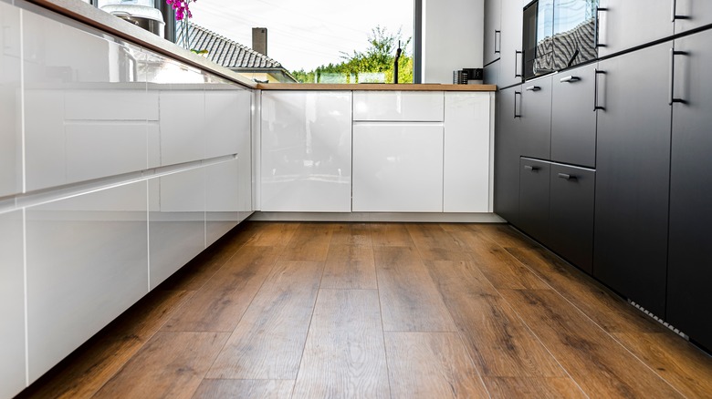 Kitchen with vinyl flooring