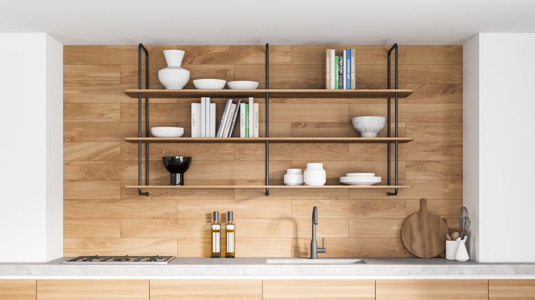 kitchen backsplash made of wood