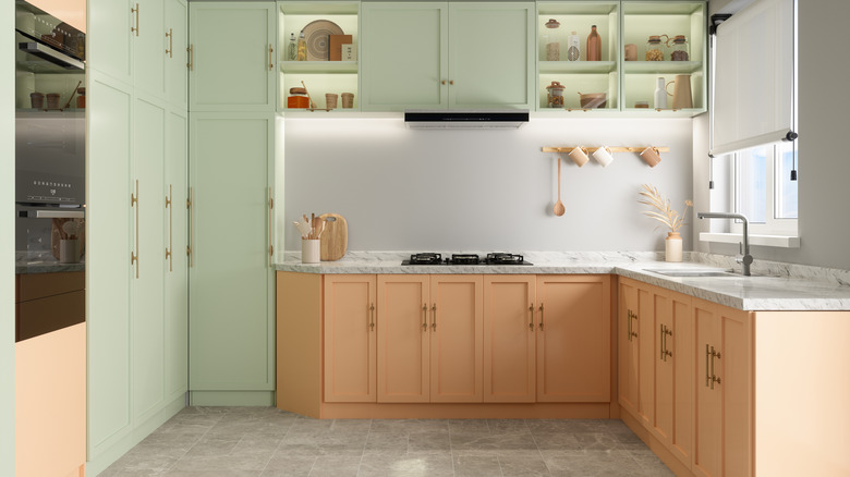 pistachio green kitchen cabinets