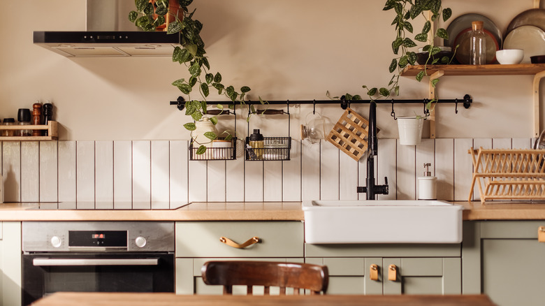 kitchen with open shelving