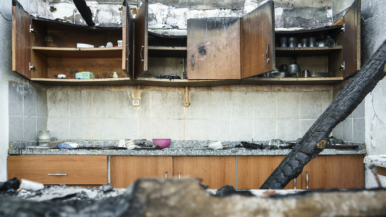 Kitchen damaged by fire