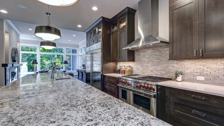 large granite kitchen island