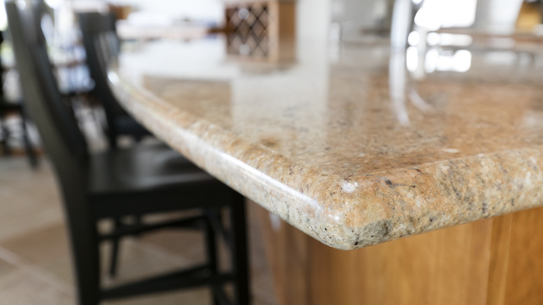 Edge of granite kitchen countertop