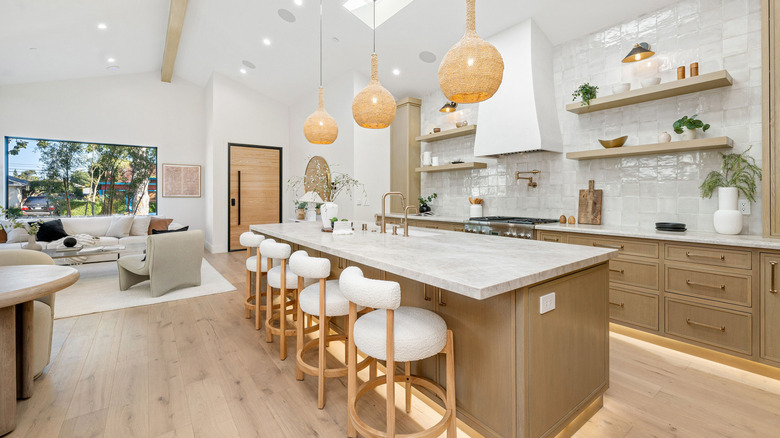 modern kitchen with open shelves