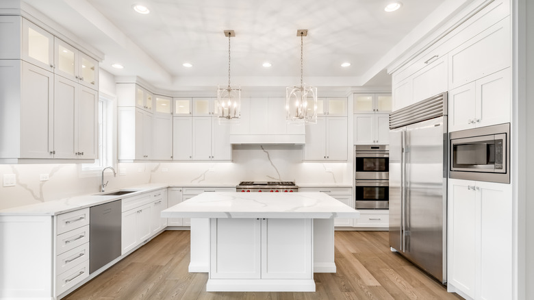 Home kitchen with dishwasher, range, oven, and refrigerator