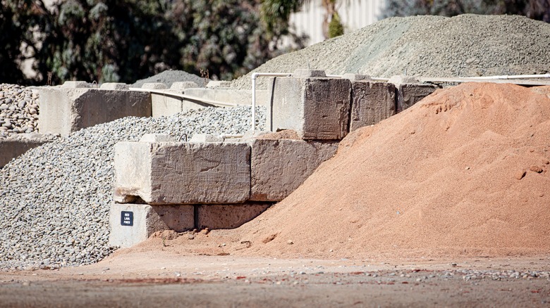 Gravel piles at landscaping retailer