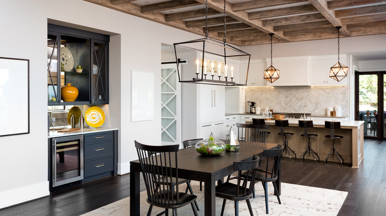 wooden beams on the ceiling