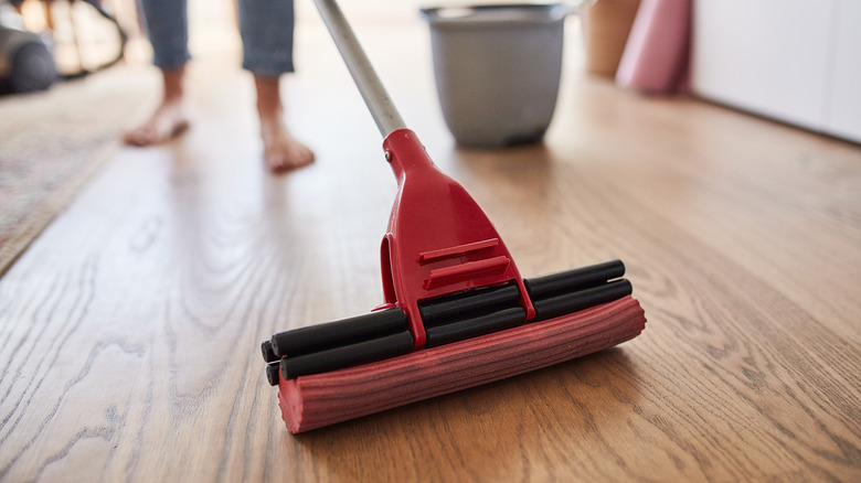 mop on wood floor