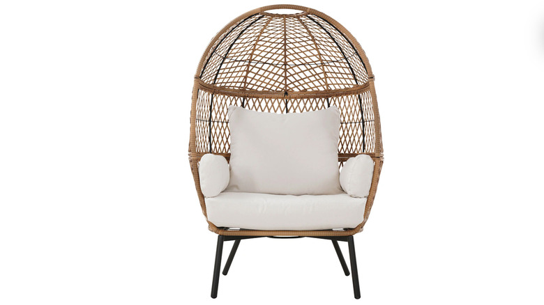 brown wicker egg chair