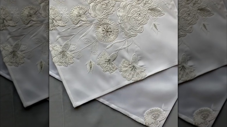 Embroidered napkins on a table