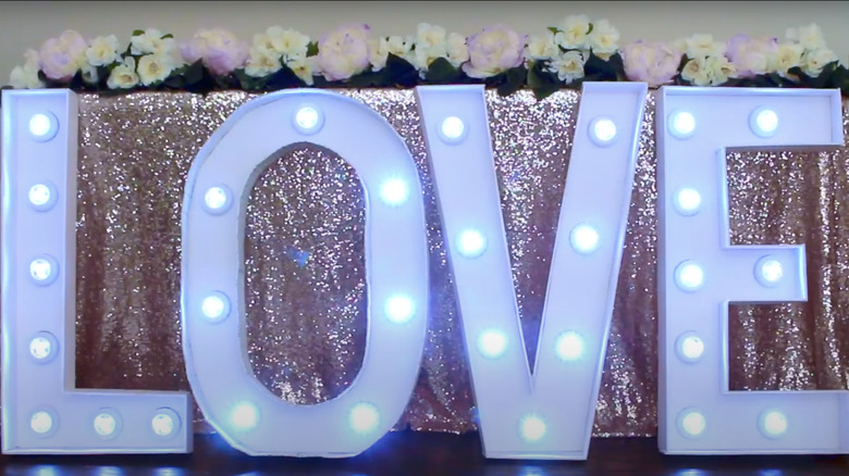 DIY marquee letters lit up 