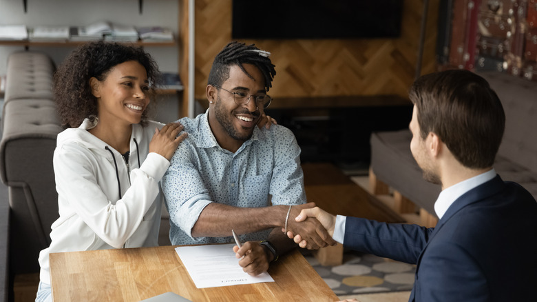 Couple meeting with agent 