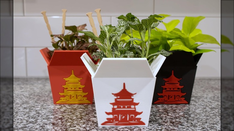 Chinese takeout box planters