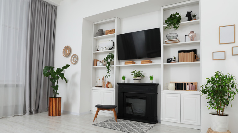 built-in shelving living room