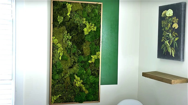 moss art piece on wall