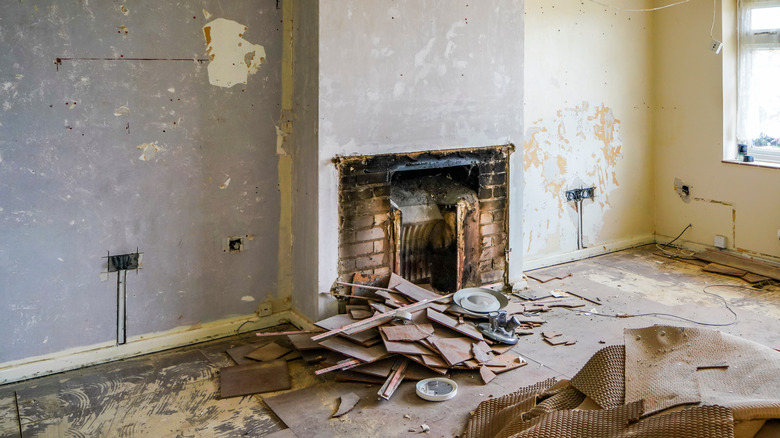 removed fireplace in living room