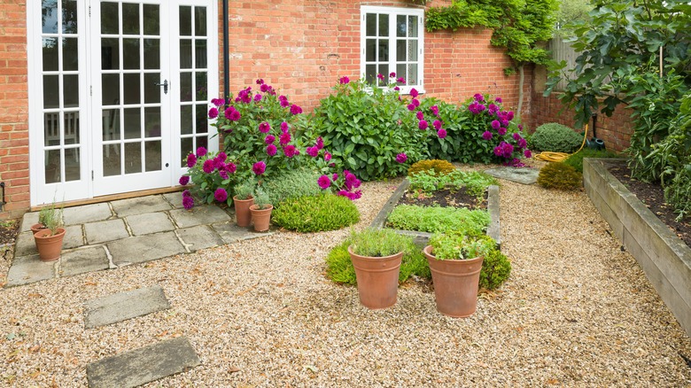 Gravel patio in the countryside