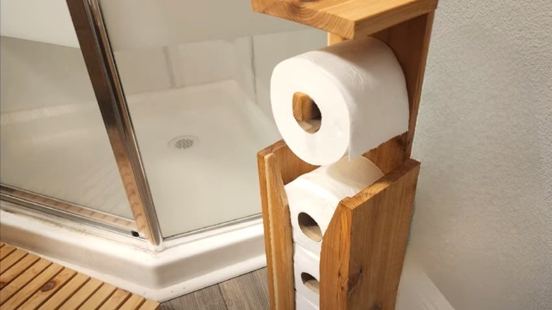 wood DIY toilet paper dispenser