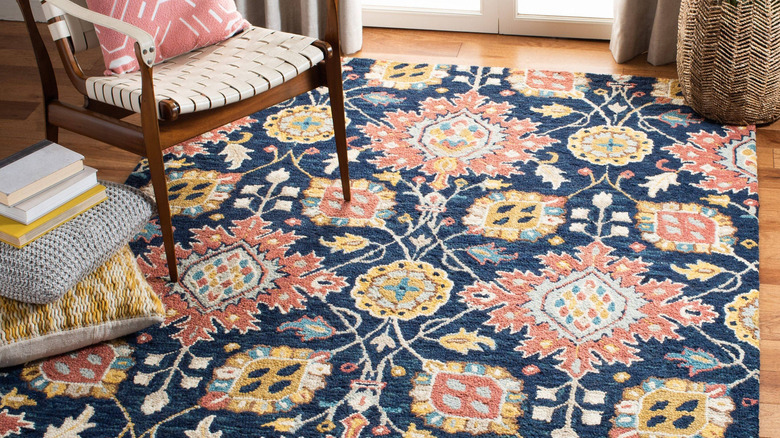 room with a colorful rug