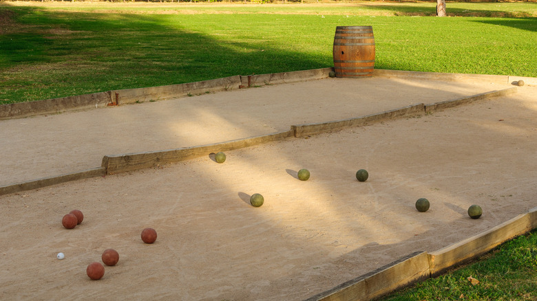 bocce ball court in backyard