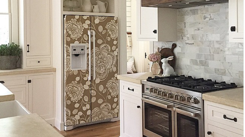 wallpapered fridge