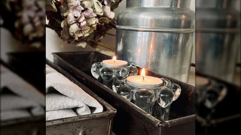 candles in a loaf pan