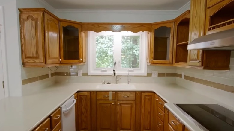 Kitchen with wood cabinets