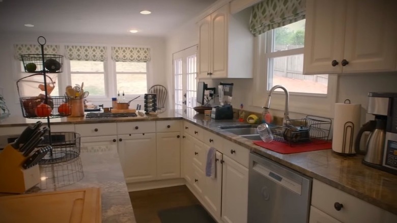 A busy kitchen counter