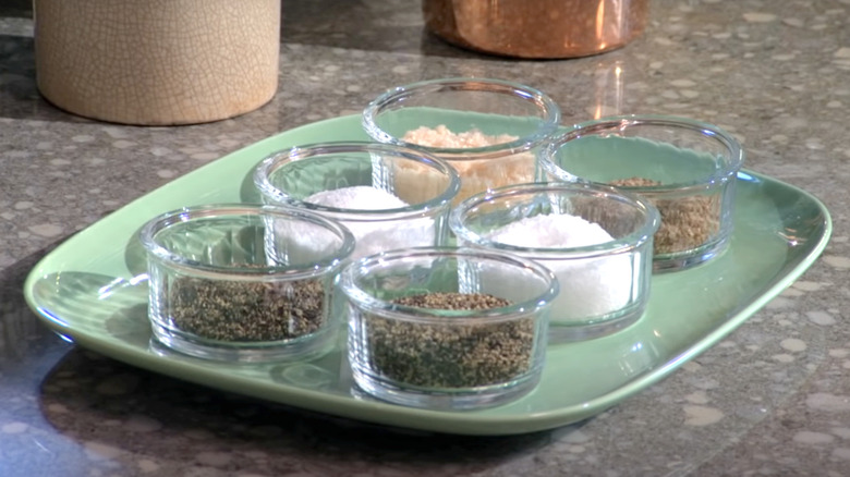 spices in glass cups