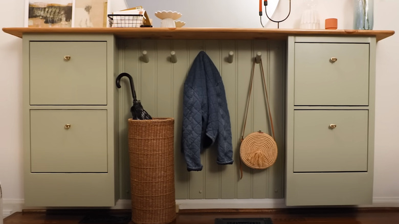 Shoe cabinets turned into floating credenza